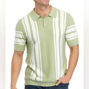 Truth by Republic Striped Knit Poli Shirt Green - XL